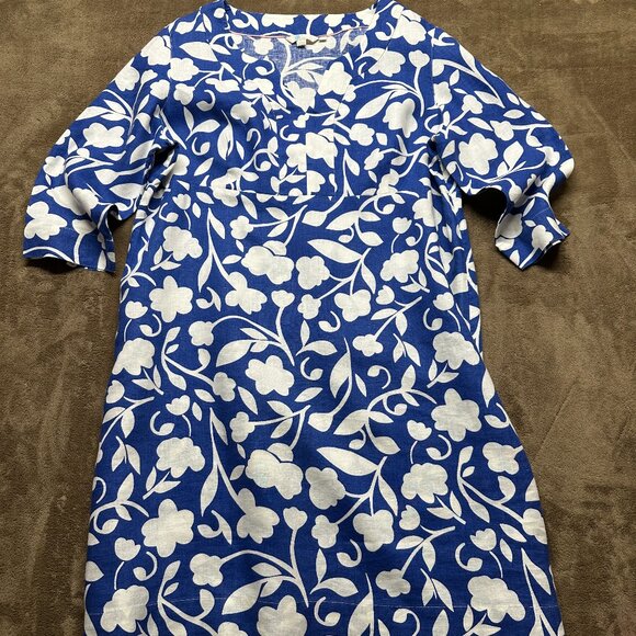 Boden Dresses & Skirts - Boden Sz 18 Long Blue and White Floral Linen Midi Dress
